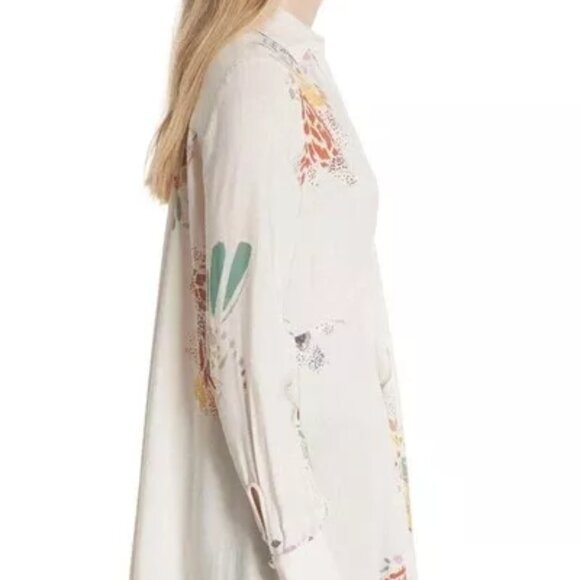 FREE PEOPLE Field Of Butterflies Tunic Top Size Medium Boho Chic Hi-Low - Picture 5 of 13